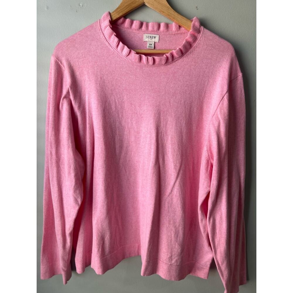 J. Crew Pink Ruffle-Neck Crewneck Sweater Size 2X
